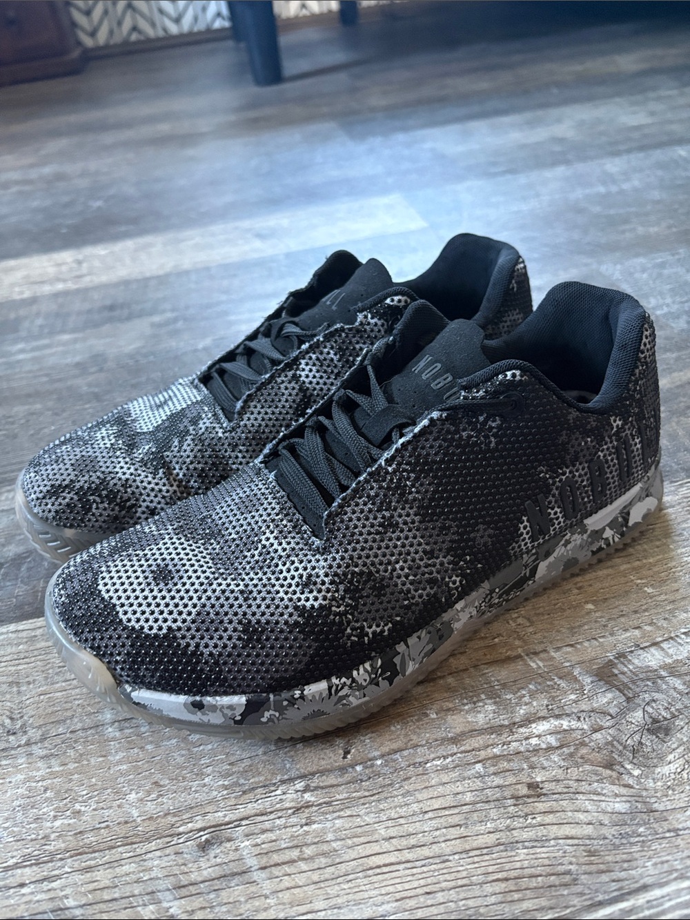 NOBULL Black and White Knit Training Shoes